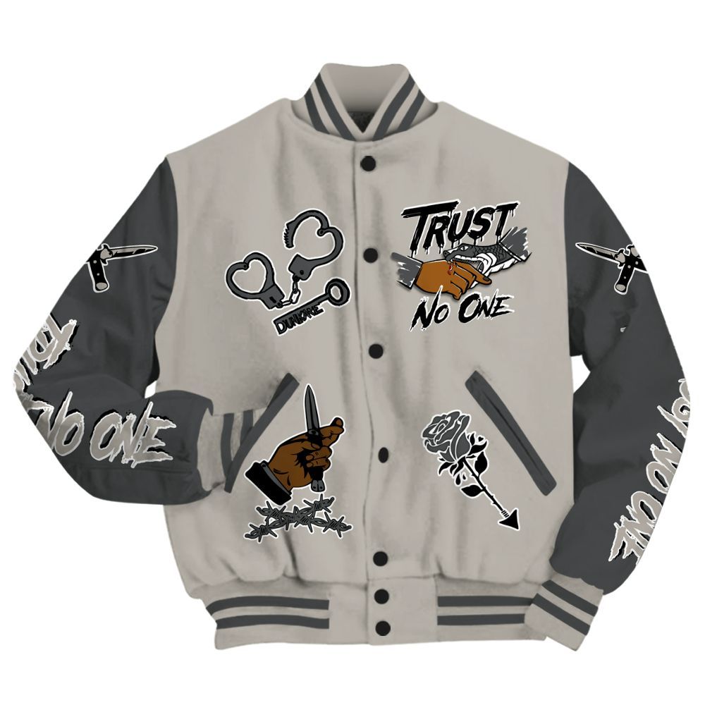 Varsity Jacket To Match Dunk Low Appears Oreo - Trust No One Dripping All Over Print
