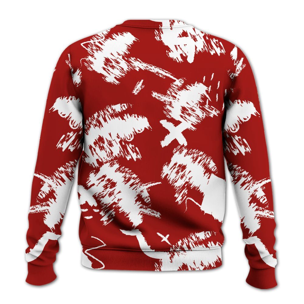 Sweatshirt To Match High OG Varsity Red 1s - Hustle Grind Pray Retro All Over Print