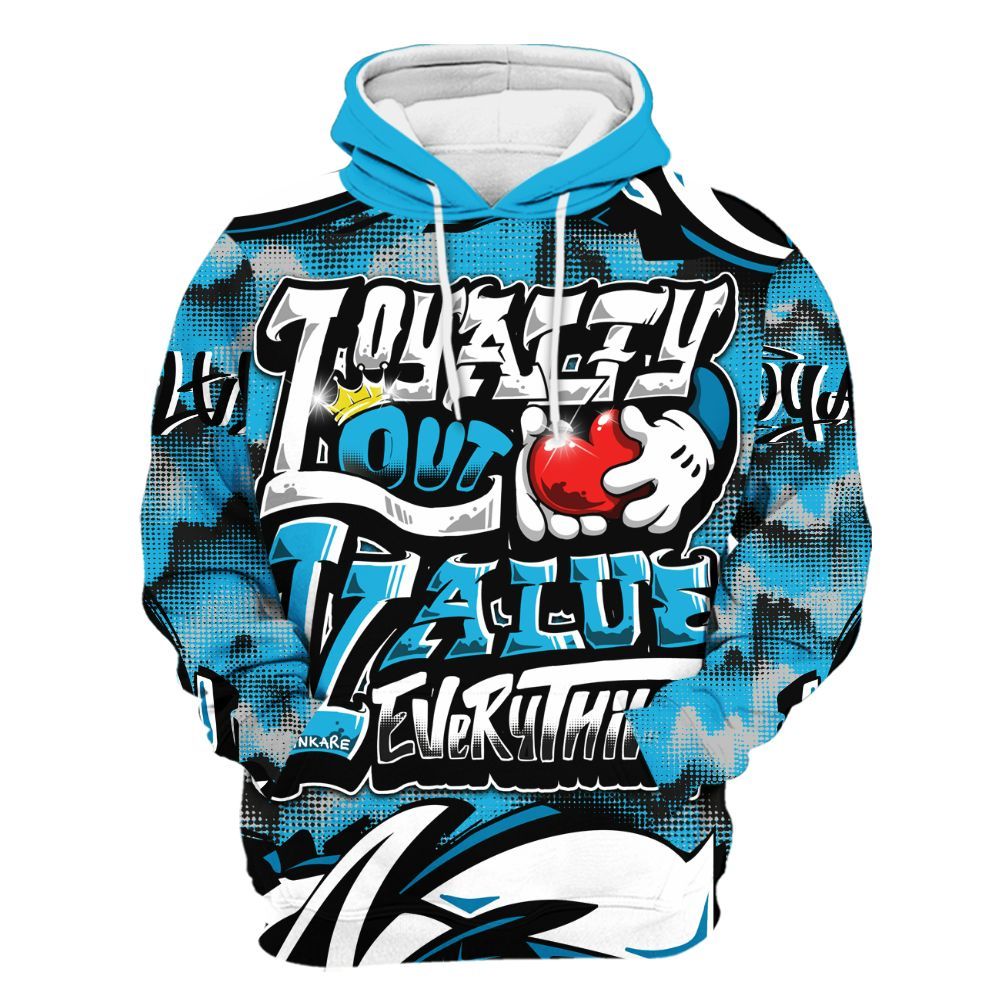 Hoodie To Match Black University Blue 2026 14s - Loyalty Out Value Graffiti All Over Print