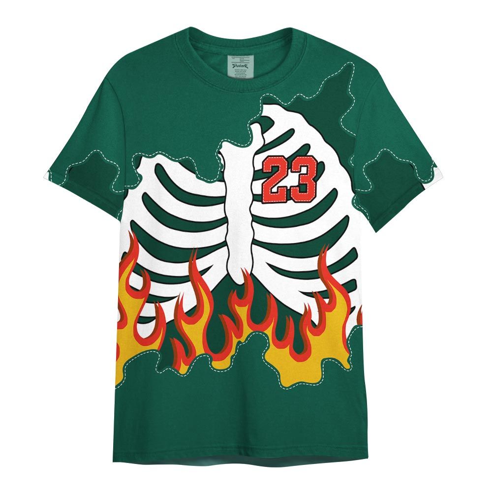 Shirt To Match Oxidized Green 4s - Number 23 Skeleton Flame Shirt Outfit