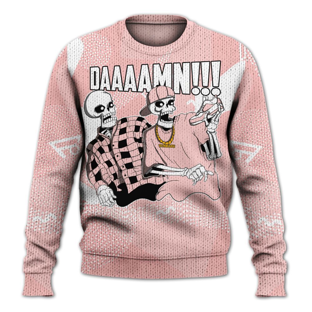 Knitted Sweater To Match Low Legend Pink 11s - Graphic Meme Damnn