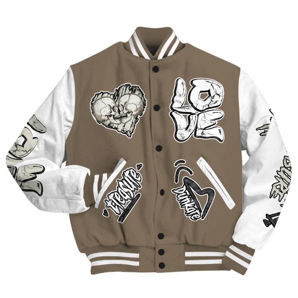 Varsity Jacket To Match Low OG Dark Mocha 1s - Skull Bear All Over Print