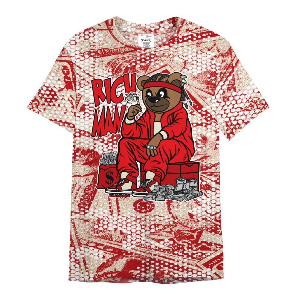 Shirt To Match Cement Grey 3s - Rich Man Bear Banknotes Art All Over Print