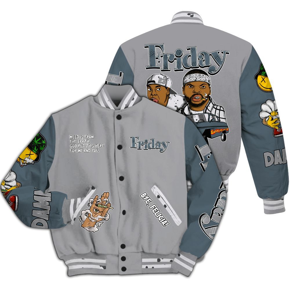 Varsity Jacket To Match Retro Light Graphite Wolf Grey 5s - Friday Sneaker Stress Style All Over Print