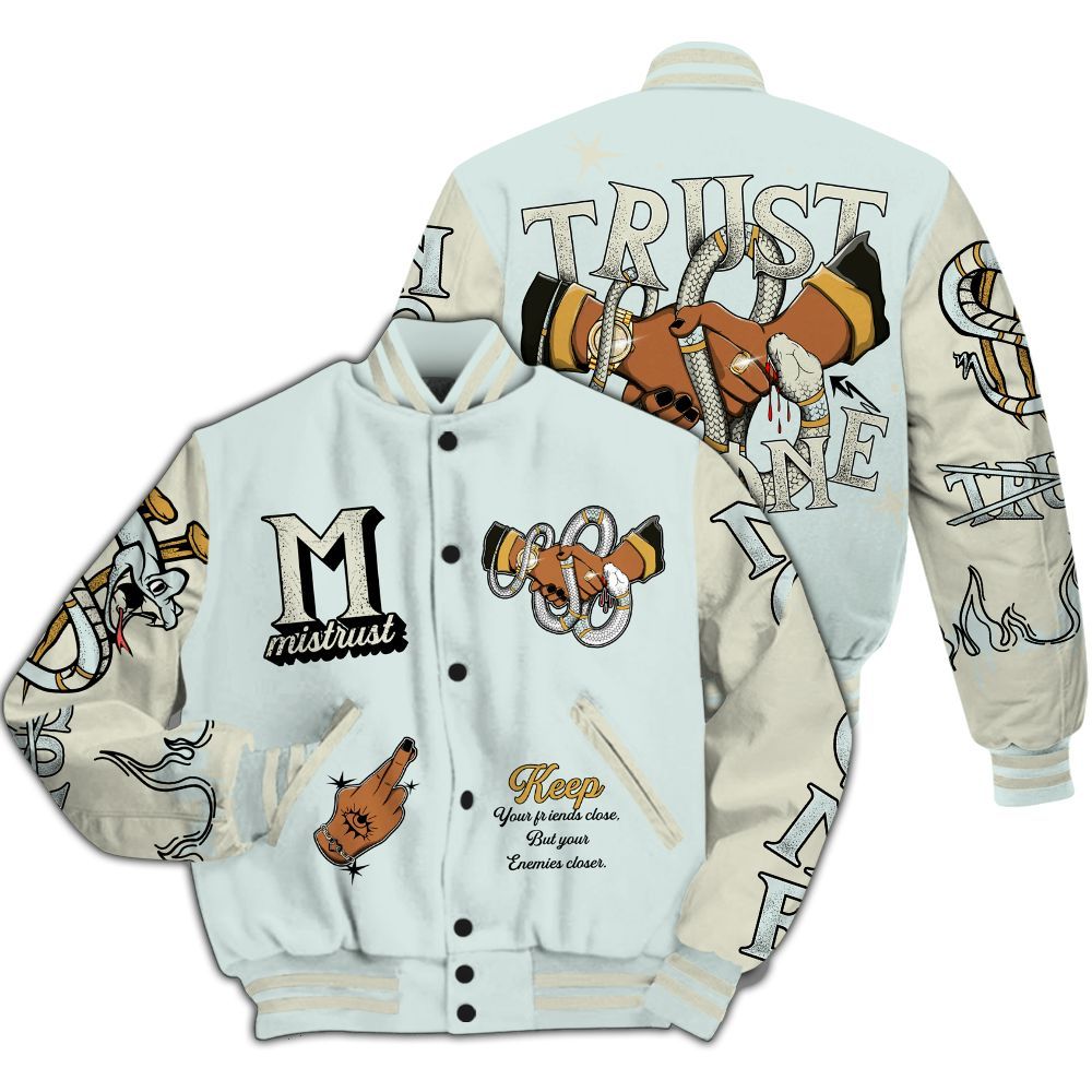 Varsity Jacket To Match Pure Platinum 4s - Trust No One Snake-Bite Street Style All Over Print