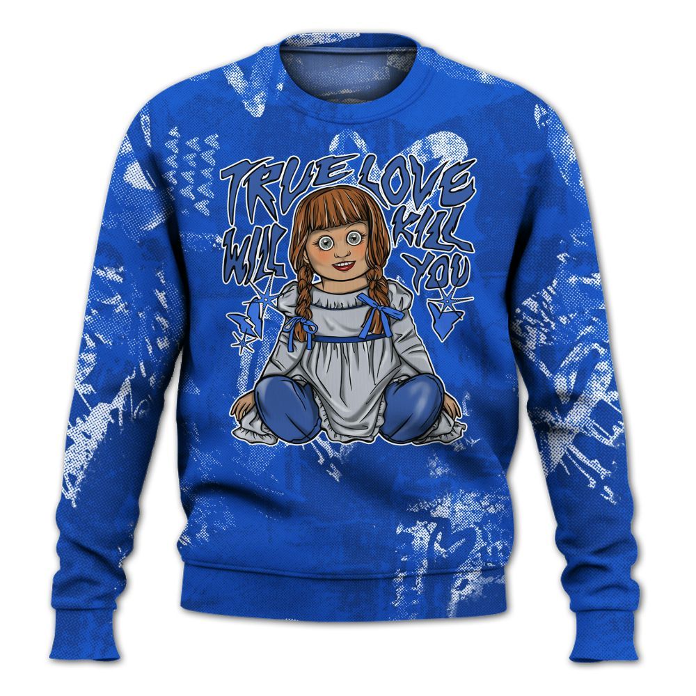 Sweatshirt To Match Air Foamposite One Royal - Genuine Loves Bear Heart Grunge All Over Print