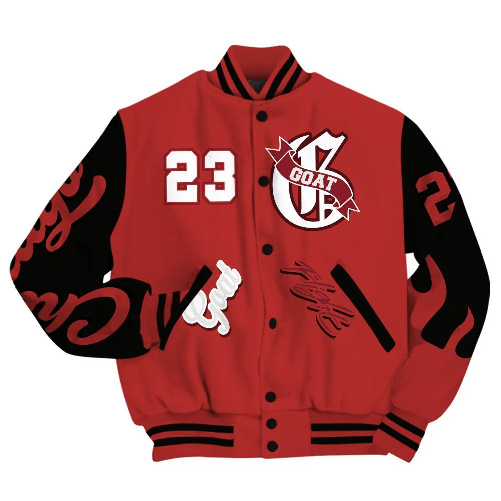 Varsity Jacket To Match Bred Reimagined 4s - The G.O.A.T Flight Streetwear All Over Print