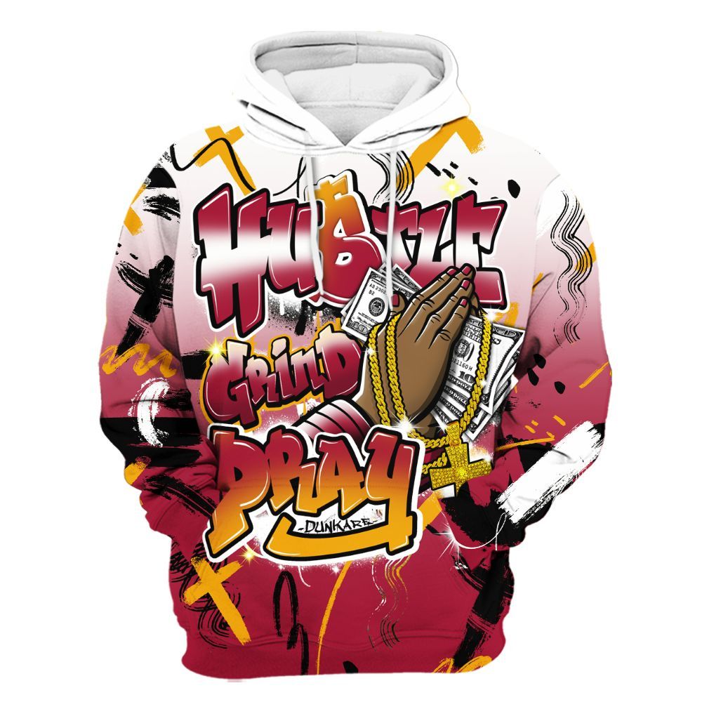 Hoodie To Match Cardinal 7s - Money Hustle Grind Pray All Over Print