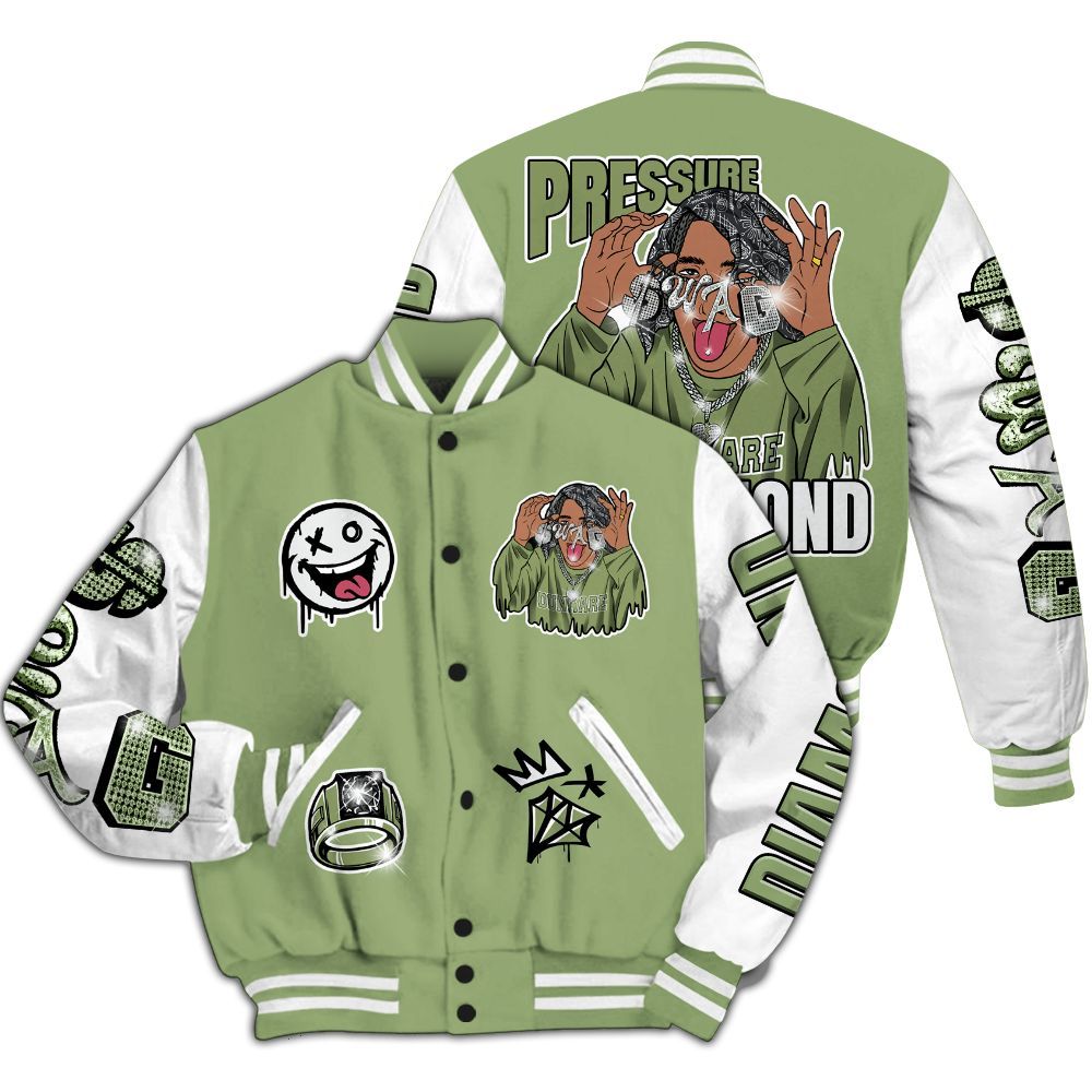 Varsity Jacket To Match Oil Green 4s - Pressures Makes Varsity Jacket To Match All Over Print
