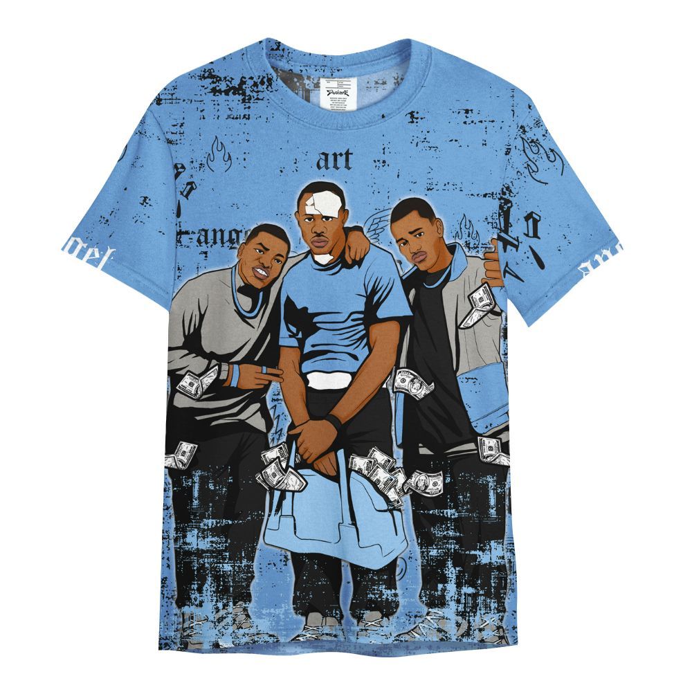 Shirt To Match Black University Blue 5s - Paid In Full Money All Over Print