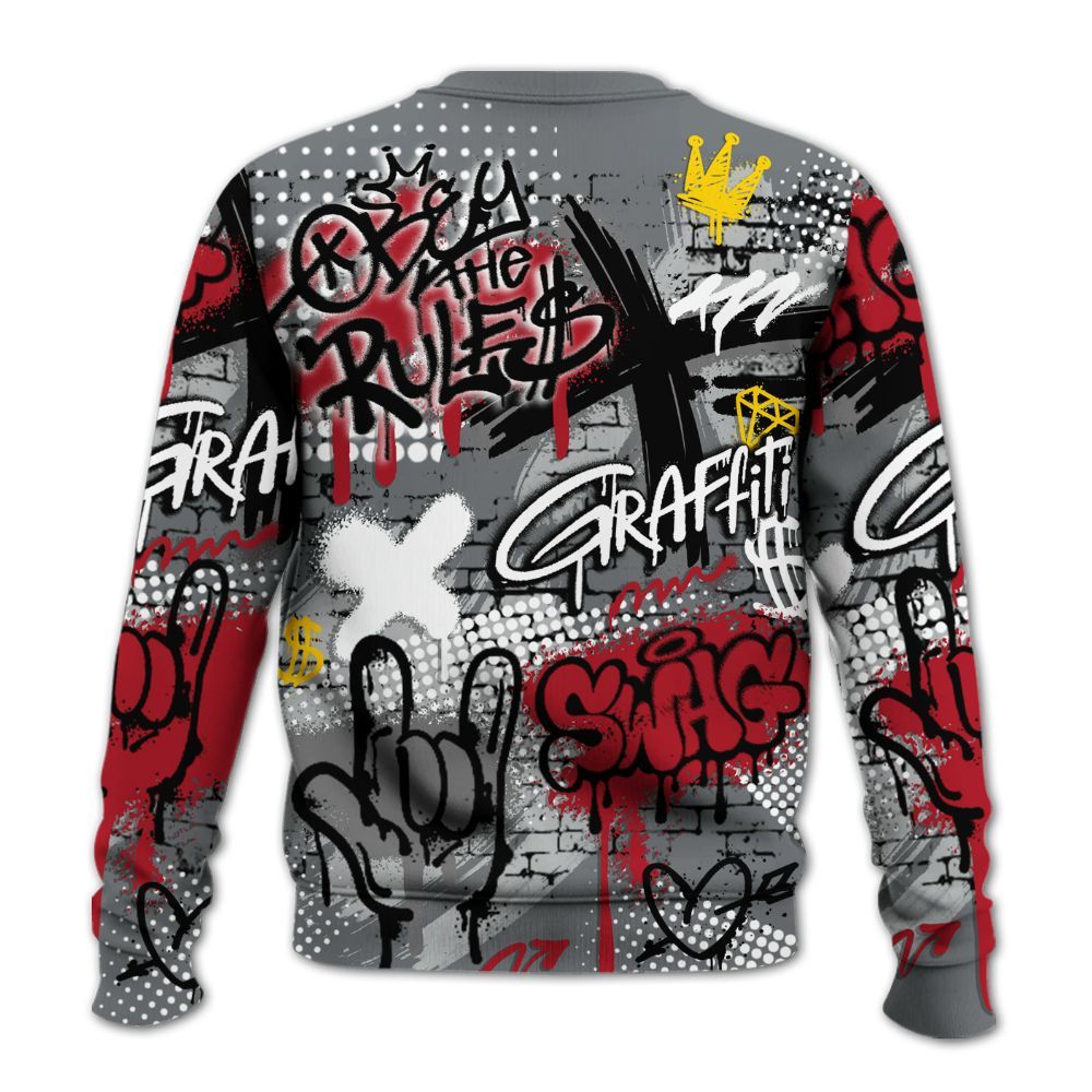 Sweatshirt To Match Retro Fire Red 9s - True It Real Graffiti Streetwear All Over Print