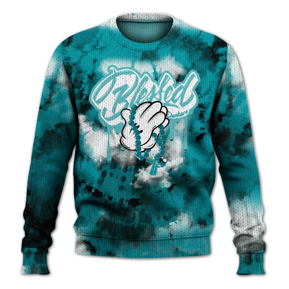 Knitted Sweater To Match Air Griffey Max Aquamarine 1s - God Blessed Tie Dye
