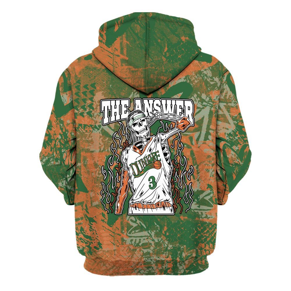 Hoodie To Match Low Miami 5s - Allen Answer Skeleton Heart All Over Print