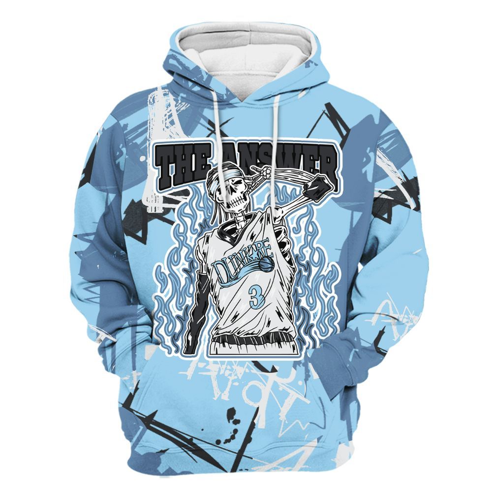 Hoodie To Match Legend Blue 11s - Allen Answer Skeleton Messyz All Over Print