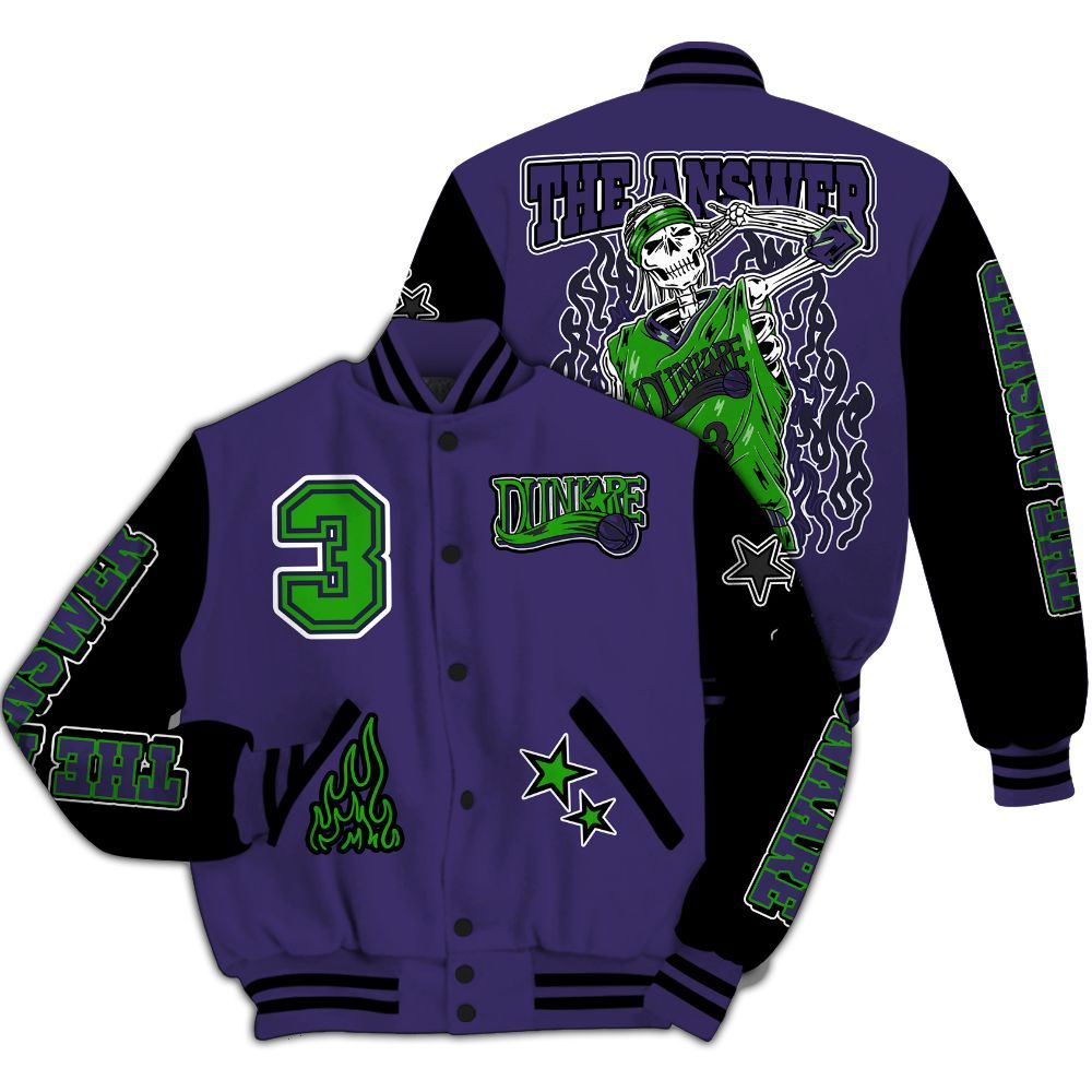 Varsity Jacket To Match Retro Court Purple 13s - Allen Answer Skeleton All Over Print