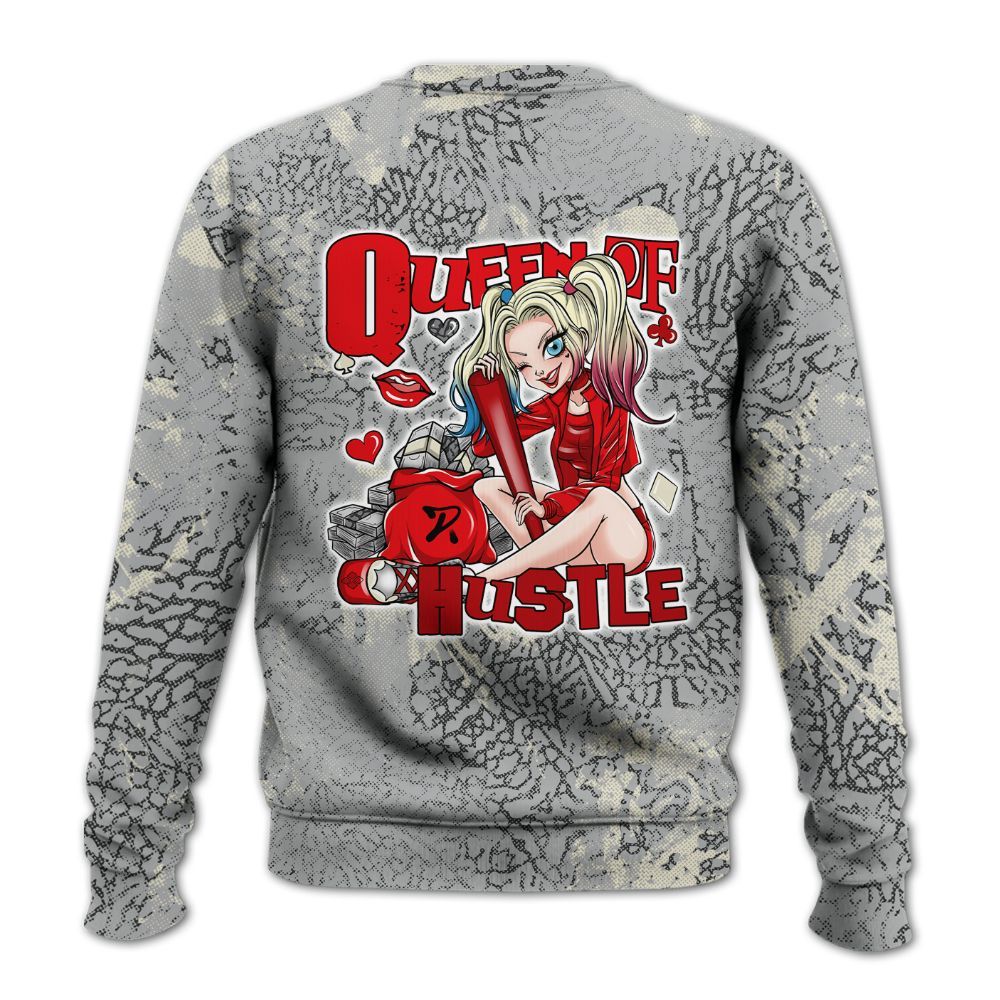Sweatshirt To Match Cement Grey 3s - Hustles Quiinn Heart Grunge All Over Print