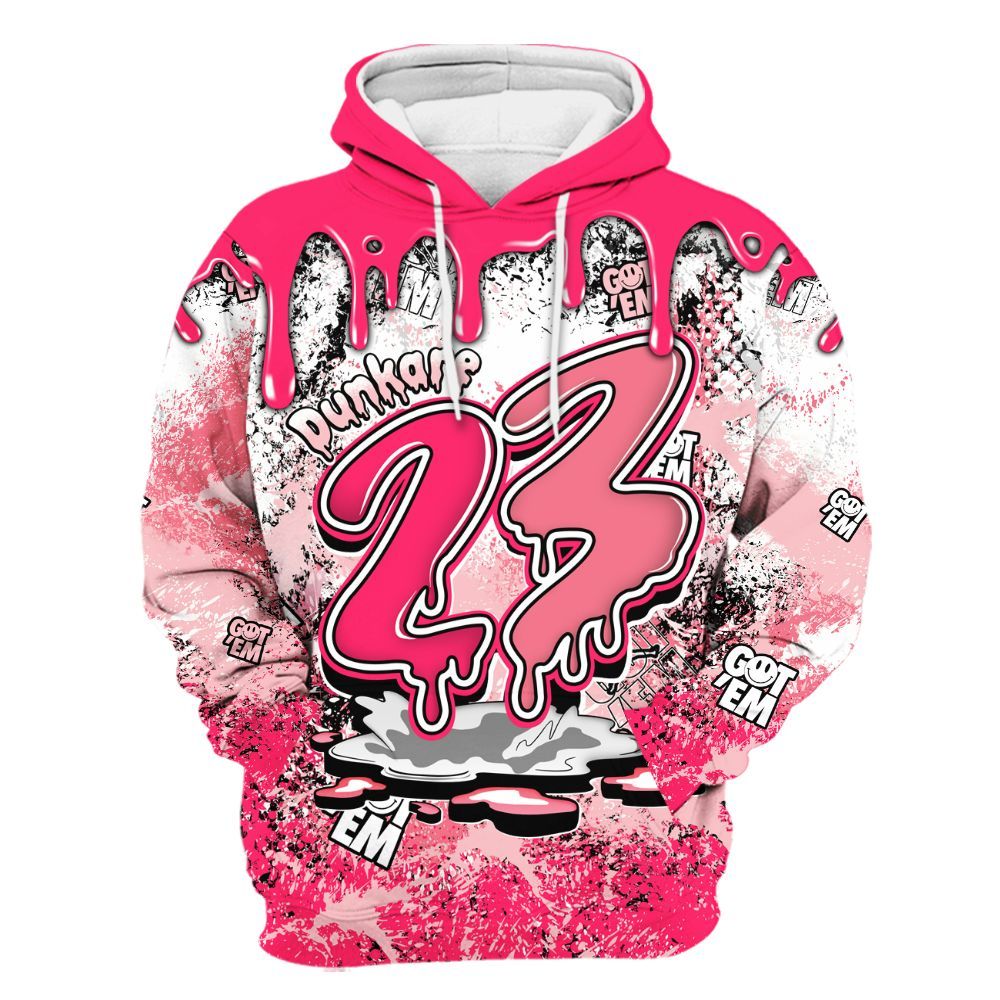 Hoodie To Match A'One Hyper Pink Shirt, Dripping 23 Drip All Over Print