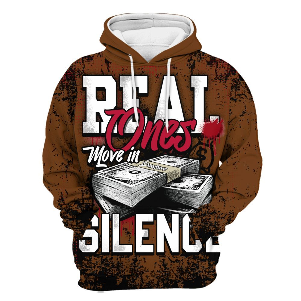 Hoodie To Match Archaeo Brown 5s - Move In Silence Money Street Retro All Over Print