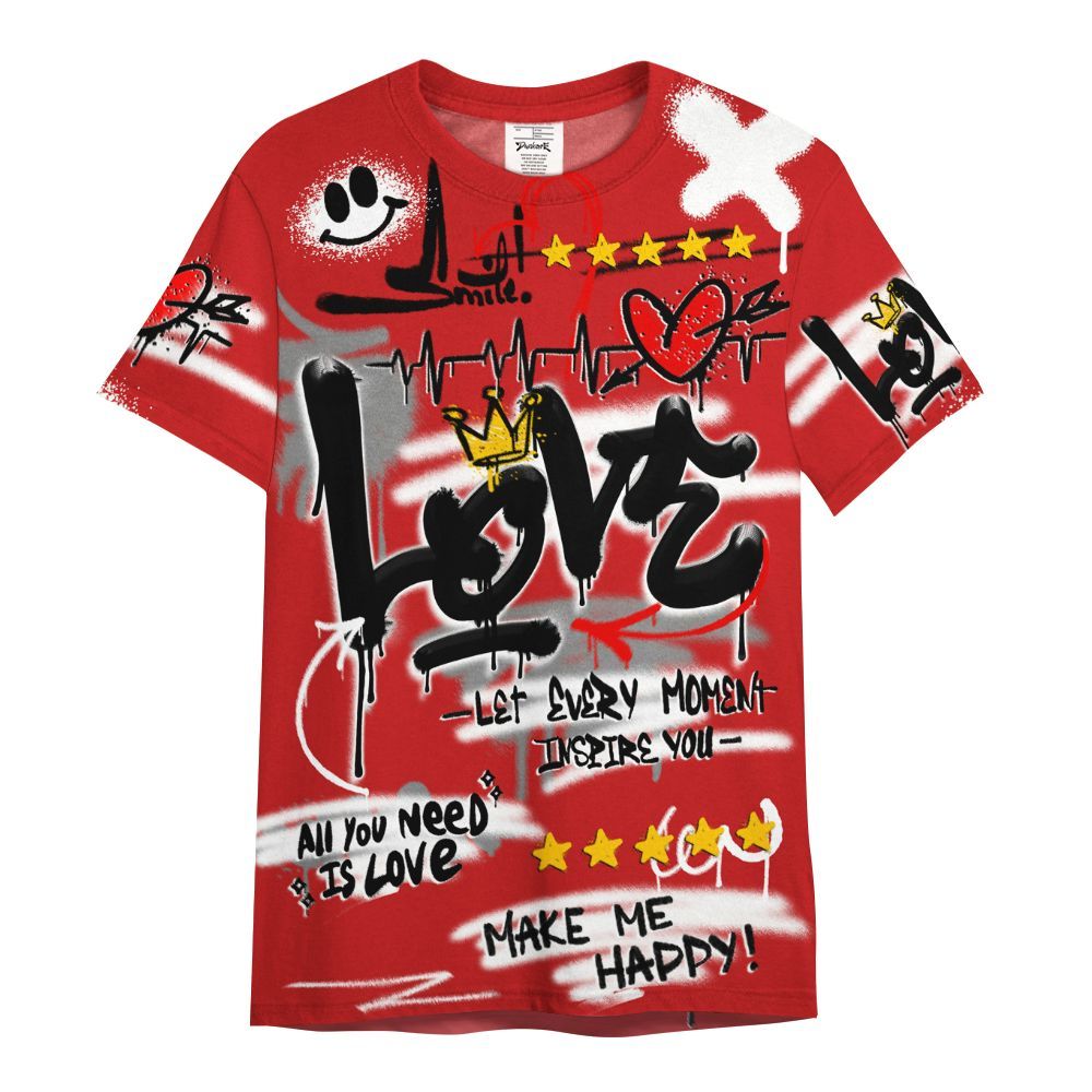 Shirt To Match Bred Reimagined 4s - Happy Love Beats Graffiti Streetwear All Over Print