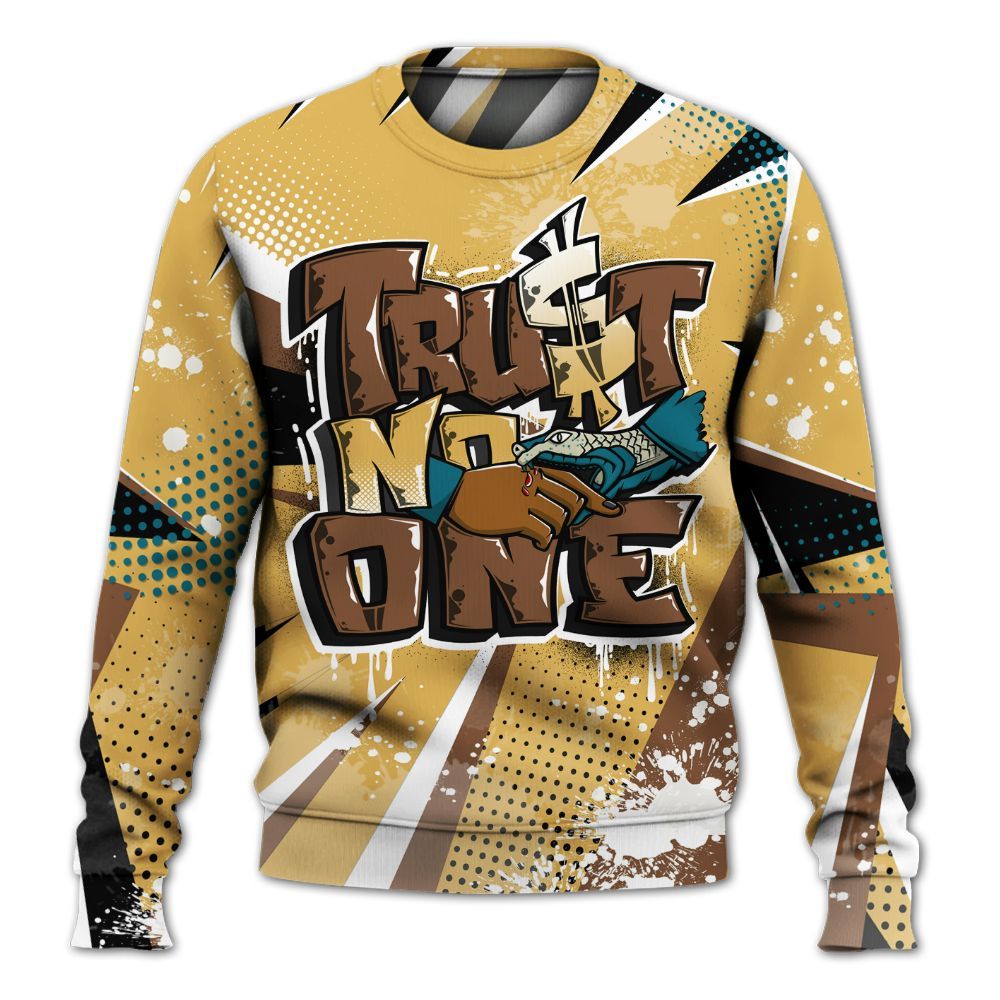 Sweatshirt To Match Retro Cacao Wow 4s - Poly Trust No One Dripping All Over Print