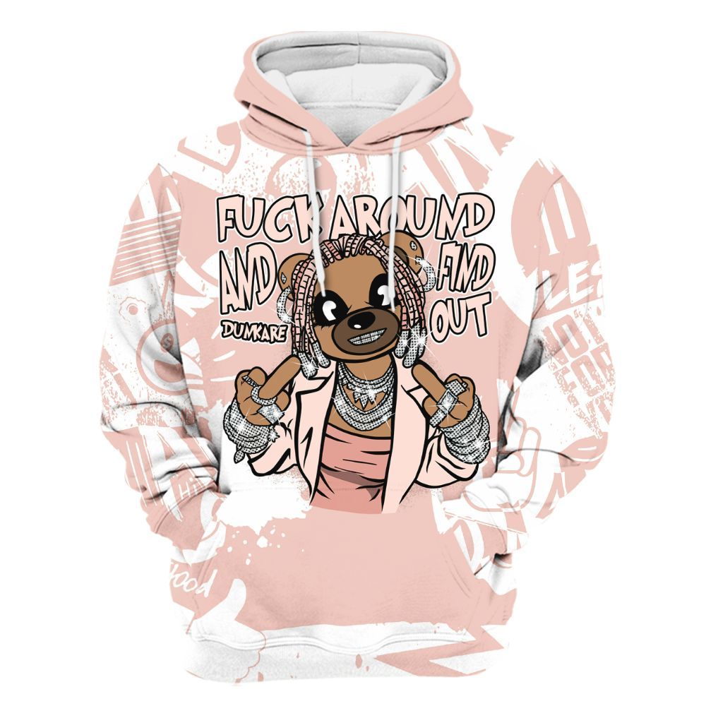 Hoodie To Match Low Legend Pink 11s - F#ck Around Bear Bear Monogram Graffiti All Over Print