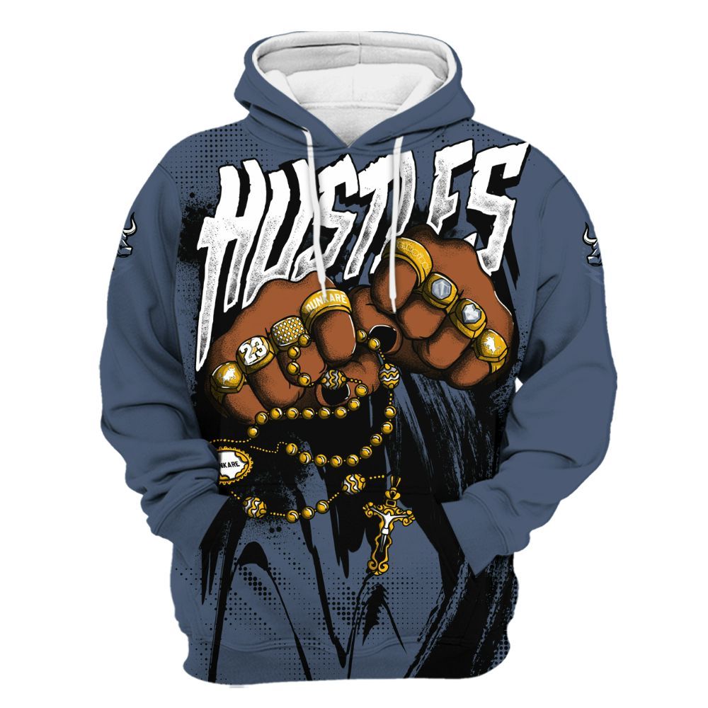 Hoodie To Match Low Diffused Blue 11s - Hustle Make Money All Over Print