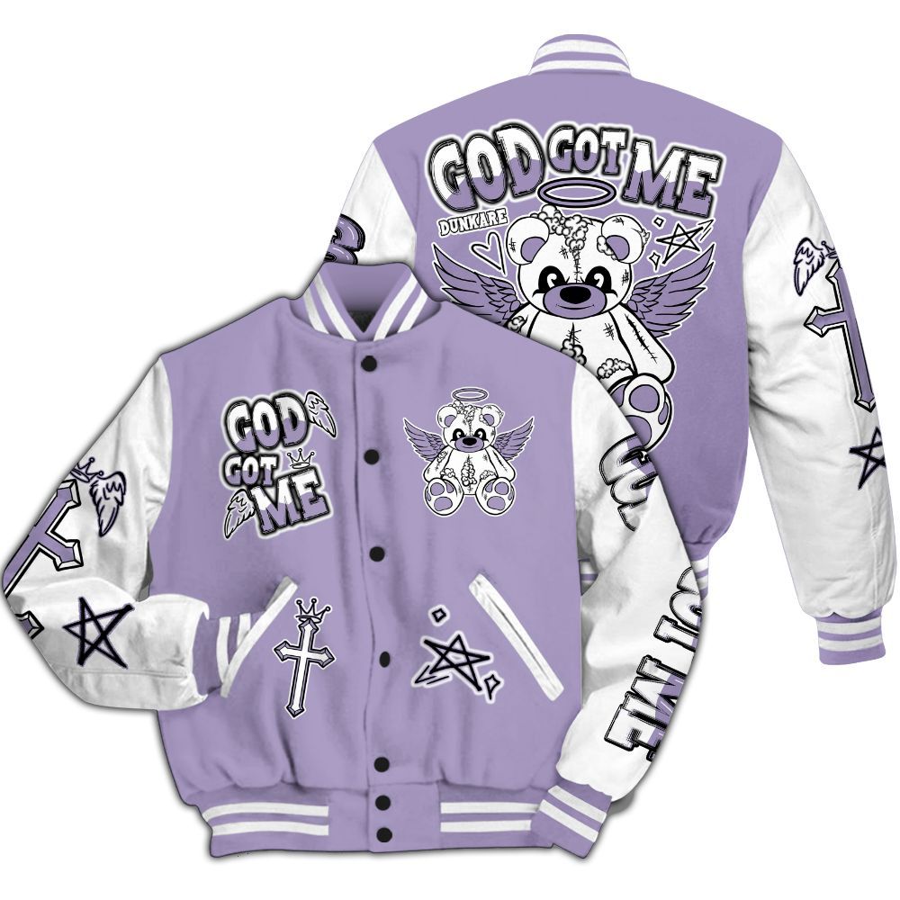 Varsity Jacket To Match Low Pure Violet 11s - Gods Guides Me Bear All Over Print