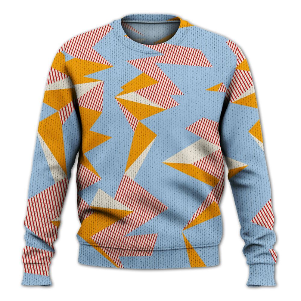 Sweater To Match Retro High OG Pale Ivory Psychic Blue 1s - Geometric Camouflage Pattern Graphic