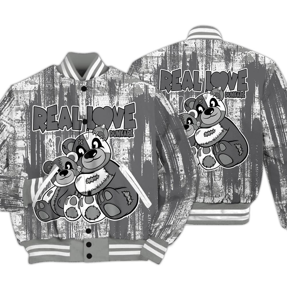Varsity Jacket To Match Paris Cement Grey 4s - Sincere Fondness Bear Glitch Art Varsity Jacket Unisex