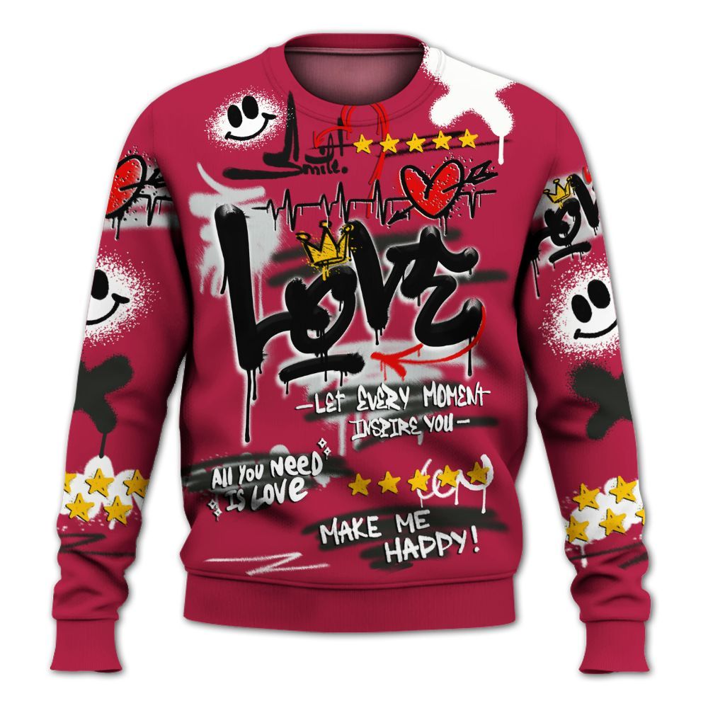 Sweatshirt To Match Toro Bravo 4s - Happy Love Beats Graffiti Streetwear All Over Print