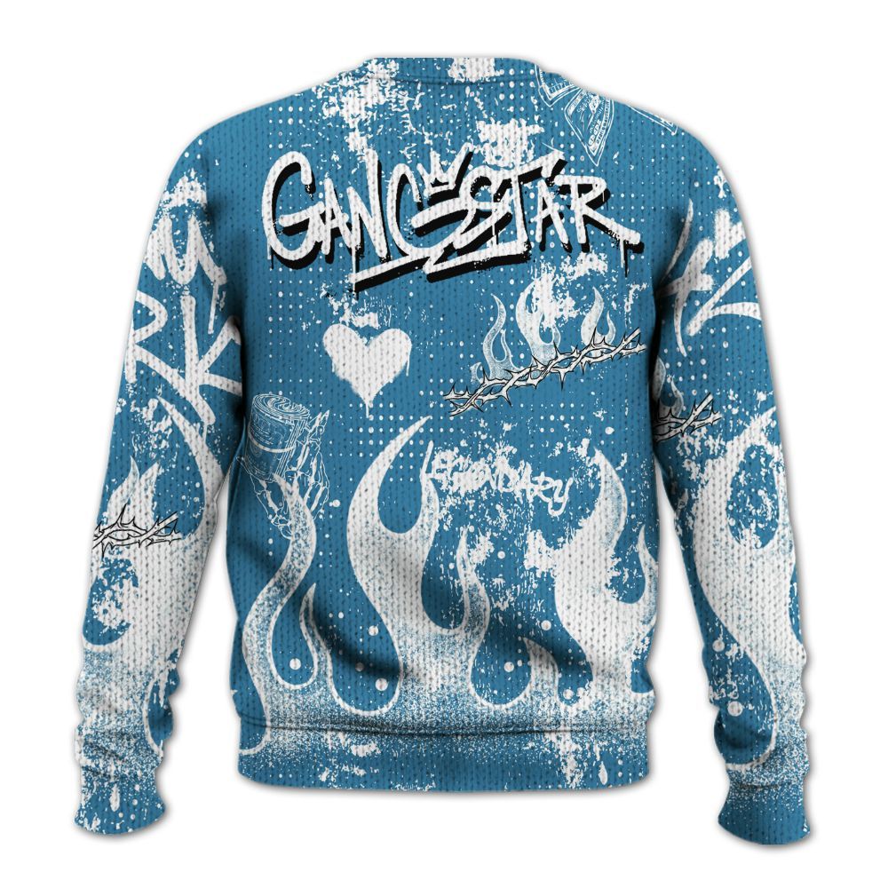 Knitted Sweater To Match High OG UNC Reimagined 1s - Lucky Money Paid In Full Graffiti