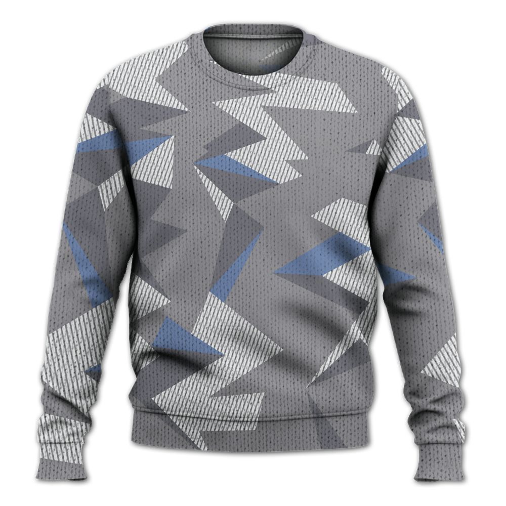 Knitted Sweater To Match Low Cement Grey 11s - Geometric Camouflage Pattern