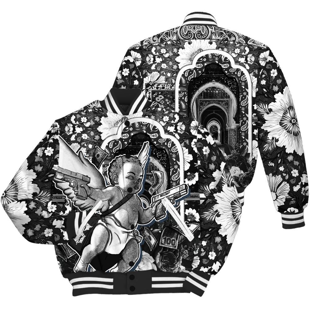 Varsity Jacket To Match White Thunder 4s - Angel Money Bag All Over Print