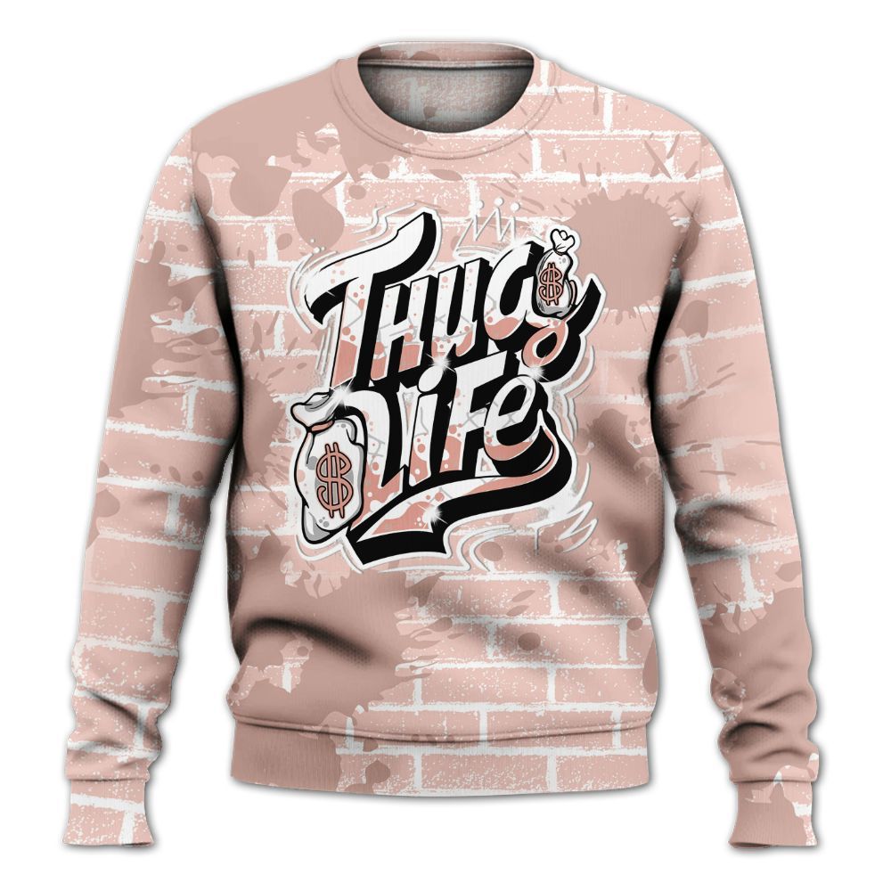 Sweatshirt To Match Low Legend Pink 11s - Free Thug Living Graphic Brick Art All Over Print