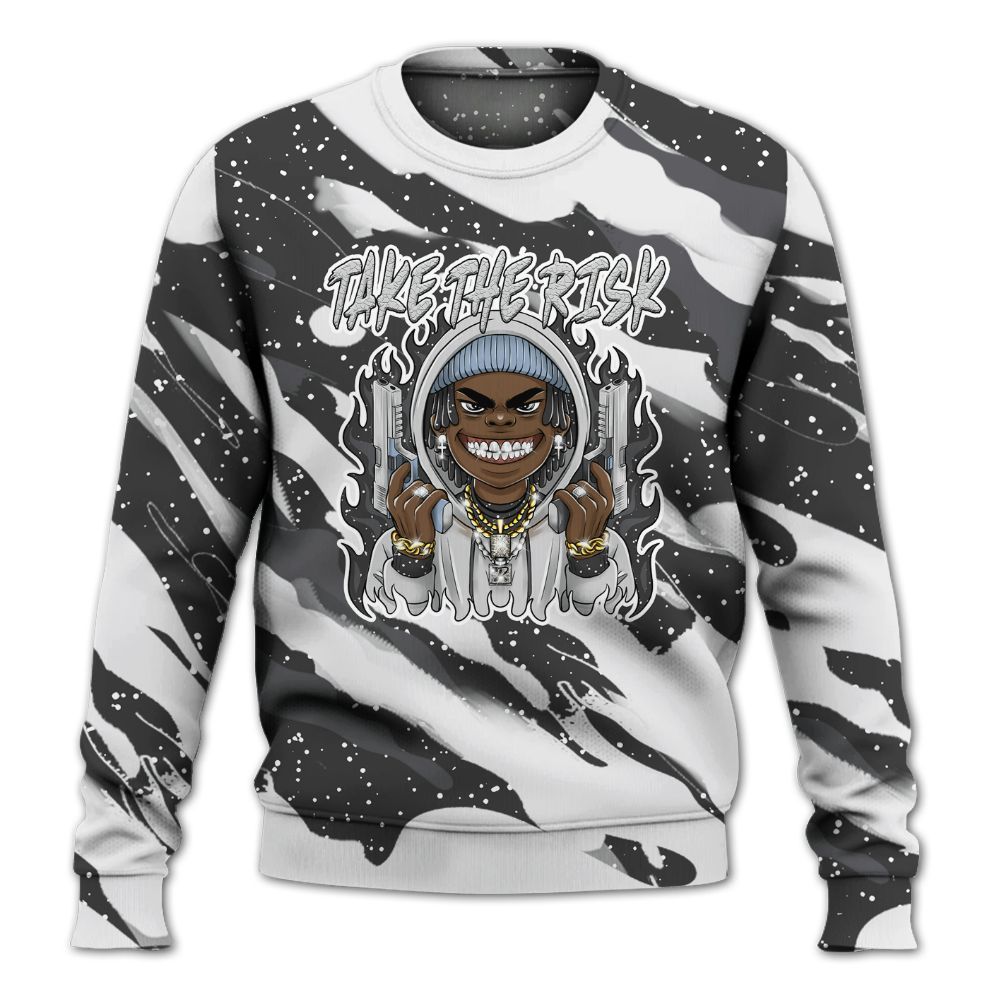 Sweatshirt To Match Reverse Black White 6s - Take The Risk Colored All Over Print