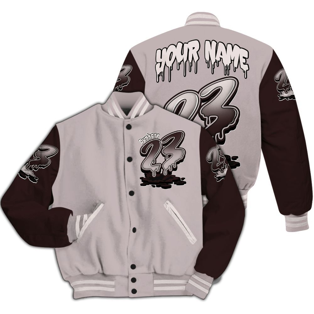 Varsity Jacket To Match AMM Air Smokey Mauve 6s - Custom Name 23 Drip All Over Print