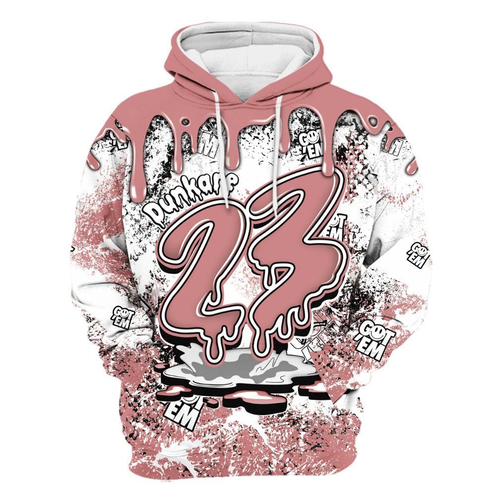 Hoodie To Match Low OG Rust Pink 1s - Dripping 23 Drip All Over Print