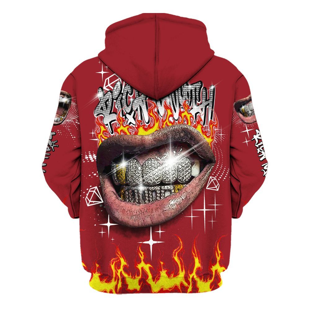 Hoodie To Match High Black Toe Reimagined 1s - Rich Mouth Fire Rap Retro 90s All Over Print