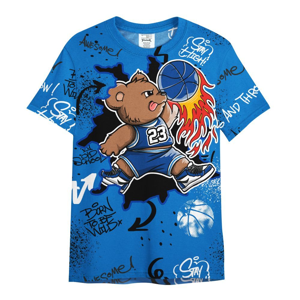 Shirt To Match Blueberry 12s - Number 23 Basketball Bear Custom Name All Over Print