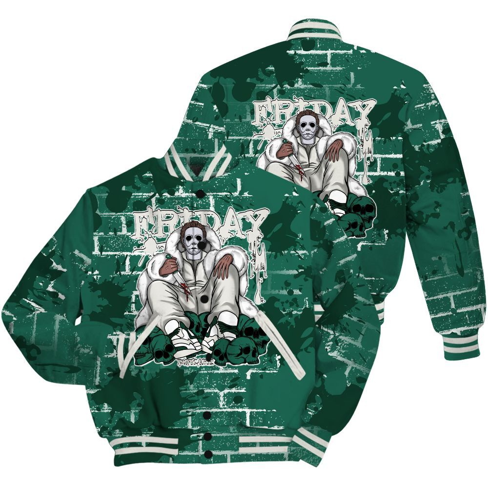 Varsity Jacket To Match Oxidized Green 4s Shirt - Friday Brick All Over Print