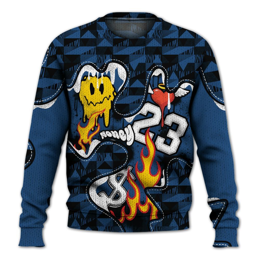 Knitted Sweater To Match High OG Midnight Navy 1s - 23 Smile Burning Heart