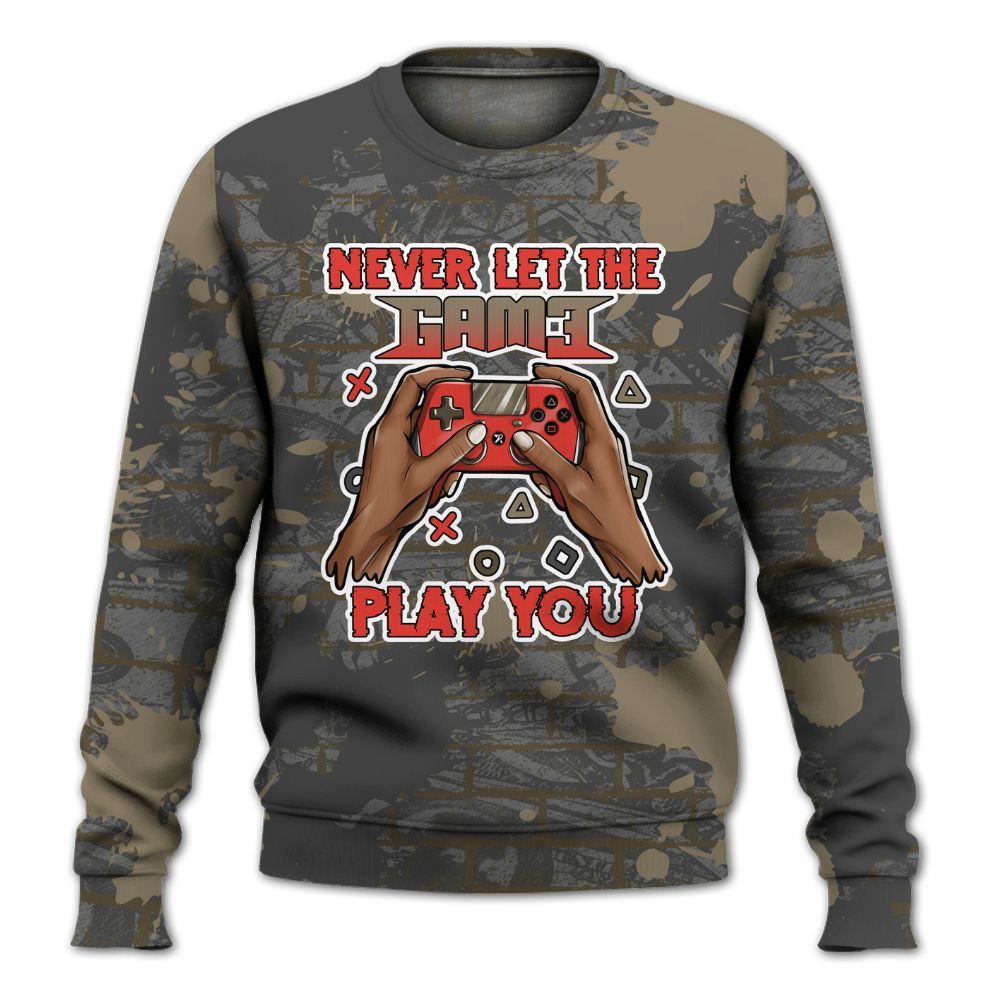 Sweatshirt To Match Olive 9s - PlayGame Human Brick All Over Print