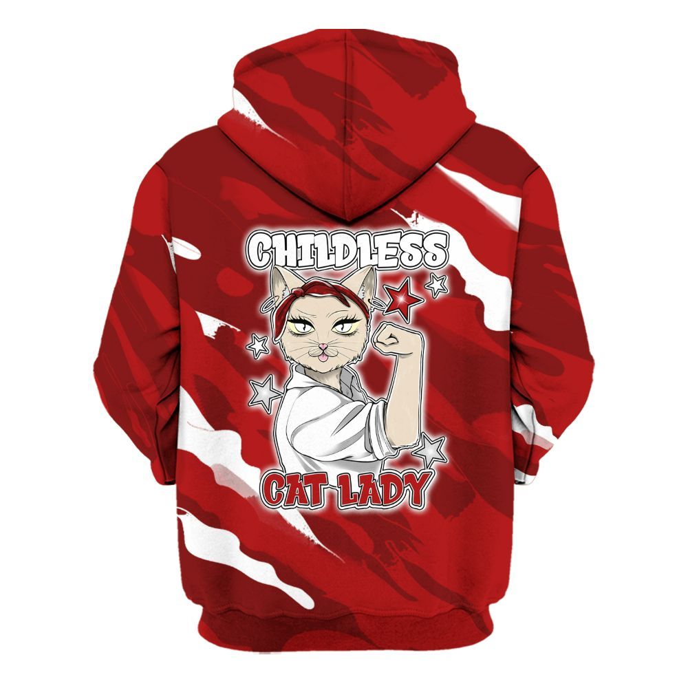 Hoodie To Match Red Taxi 12s - Childless Kat Lady All Over Print