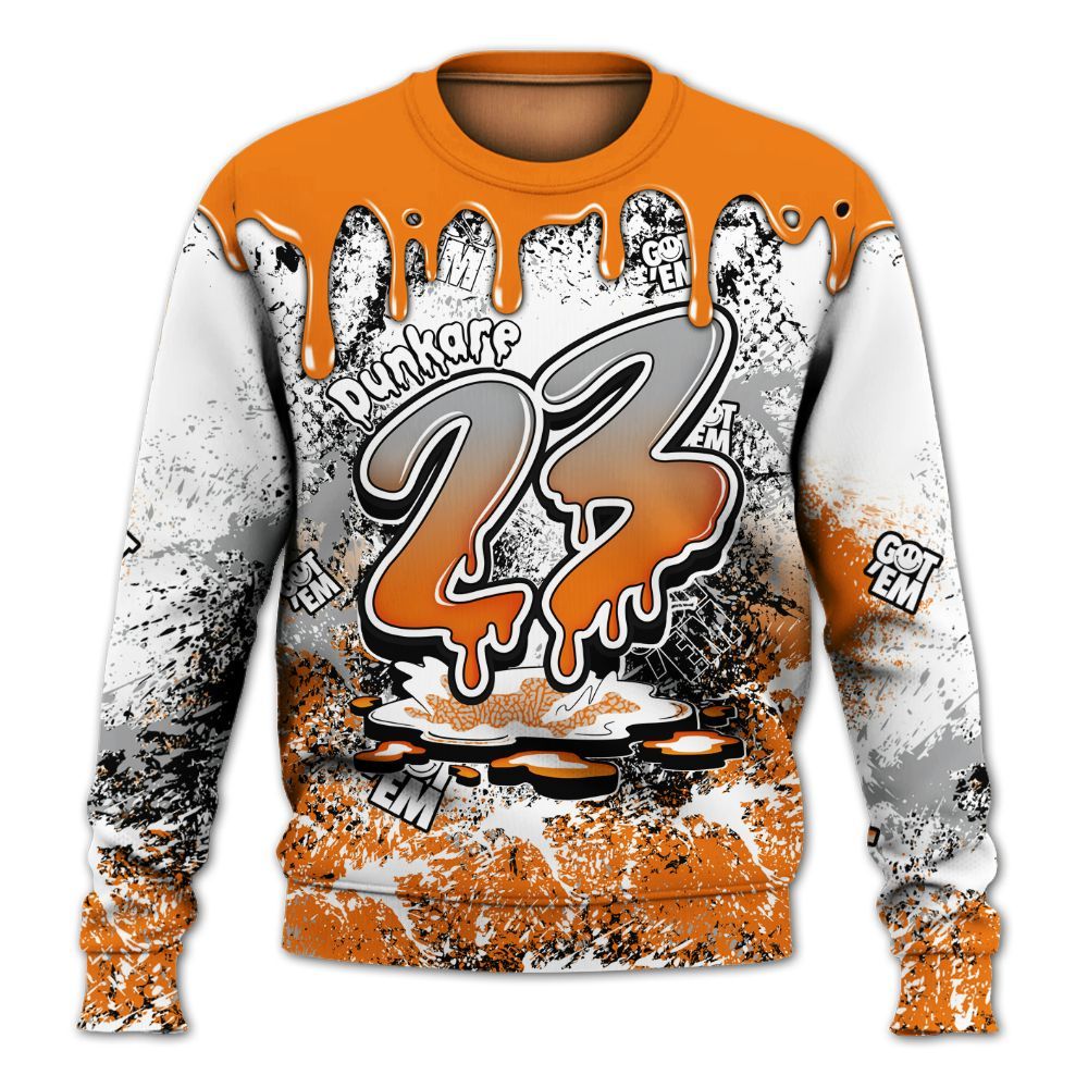 Sweatshirt To Match Orange Citrus 3s - Dripping 23 Drip All Over Print