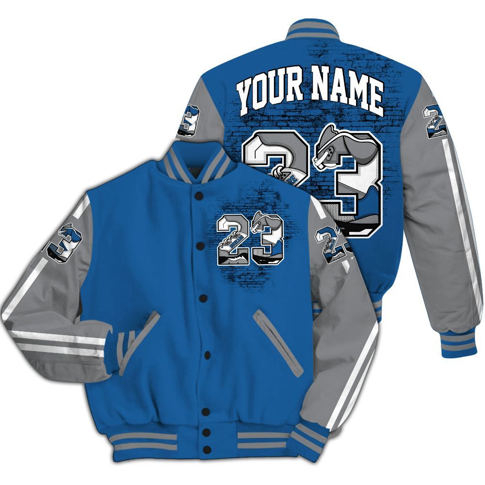 Varsity Jacket To Match French Blue 13s - Custom Name Number 23 5s All Over Print