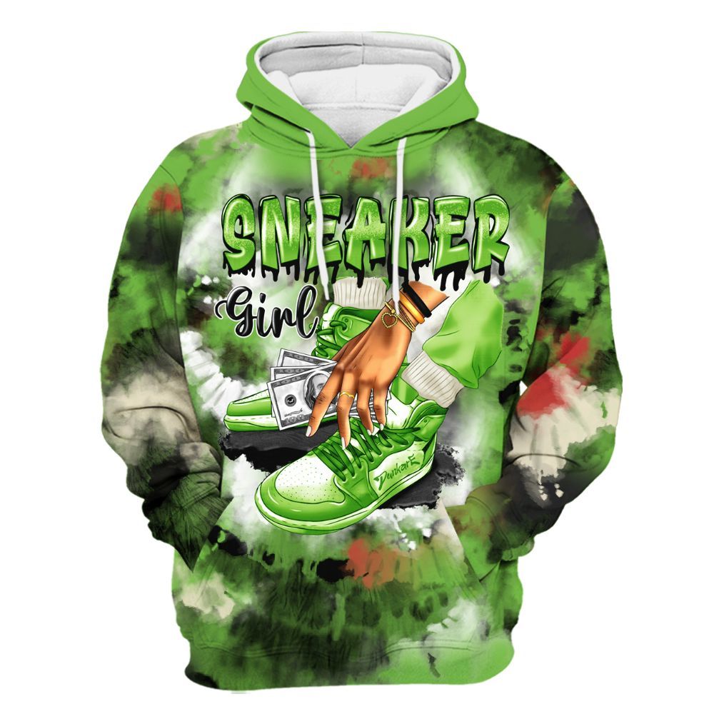 Hoodie To Match Air Max Waffle SP Action Green - SNEAKER Girl Money Drip Tie Dye All Over Print