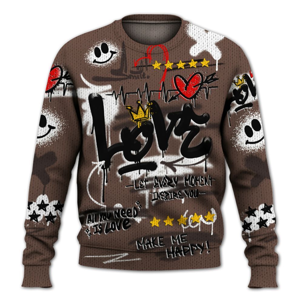 Knitted Sweater To Match Air Force 1 Low Escape - Happy Love Beats Graffiti Streetwear