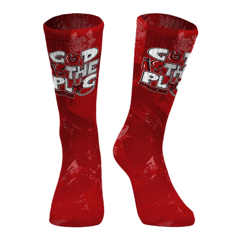 Sock To Match Red Taxi 12s - God Is The Power Cord Circle Splash