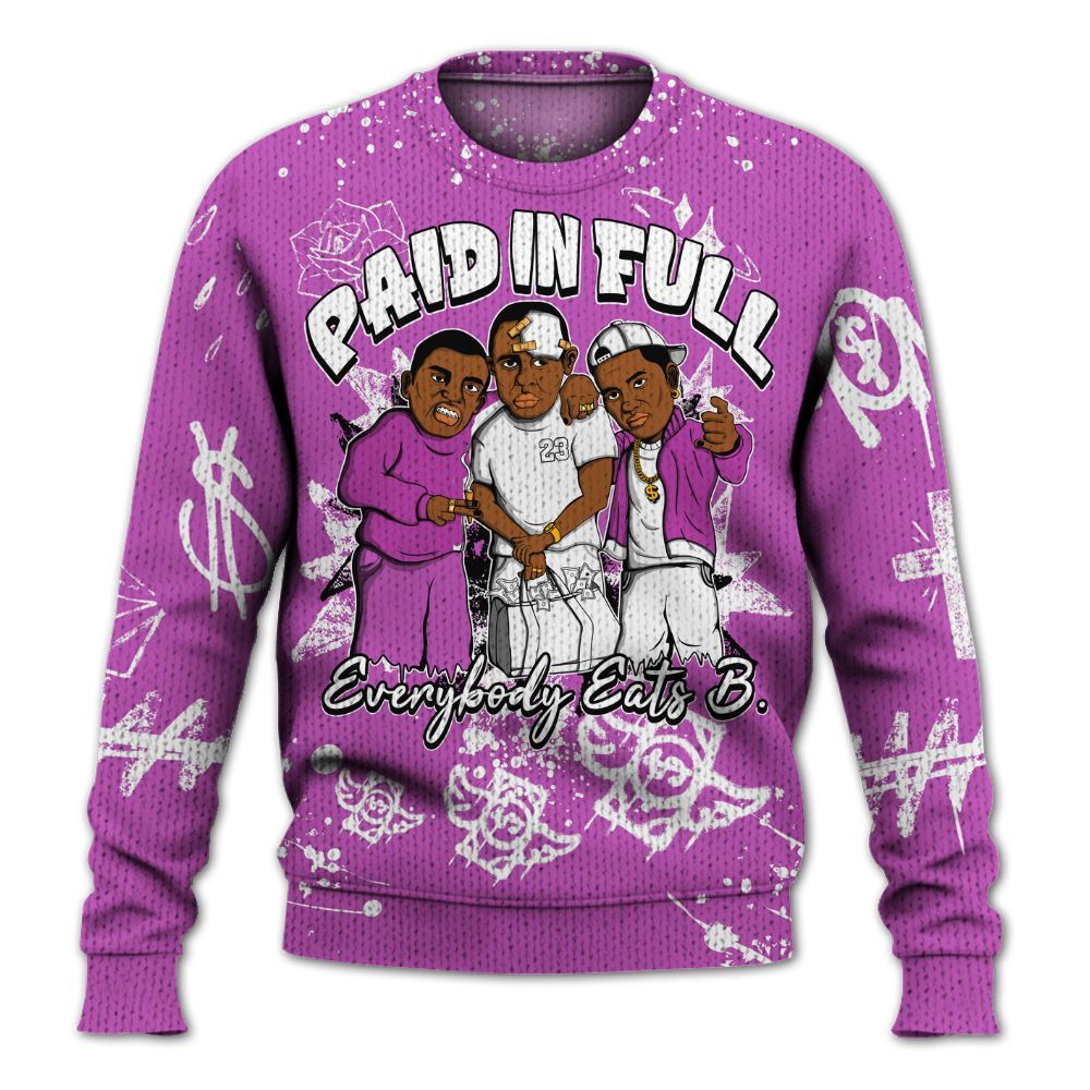 Knitted Sweater To Match Hyper Violet 4s - Everybody Paid In Full Crayon