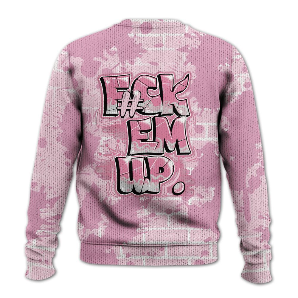 Knitted Sweater To Match Orchid 4s - F#ck Em Graphic Brick Art